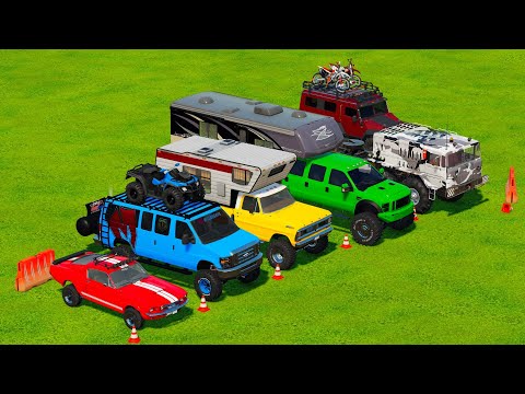 TRANSPORTING  OFF-ROAD CARS, CAMPER VANS & MOTORHOMES TO THE CAMP! Farming Simulator 22