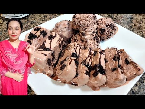 1 Cup Cream Se Banaye Chocolate Brownie Ice Cream Wo Bhi Bagair Condensed Milk Ke |Icecream by Maria