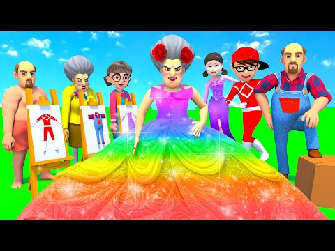 Scary Teacher 3D vs Squid Game Beautiful Dresses & Dressing Rooms Challenge 5 Times