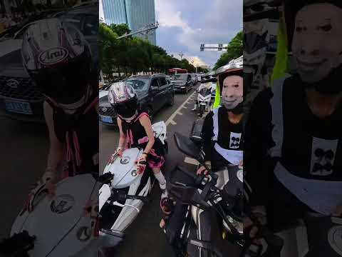 Maid Outfit Girls Riding Motorcycles Together!#funny #motorcycle