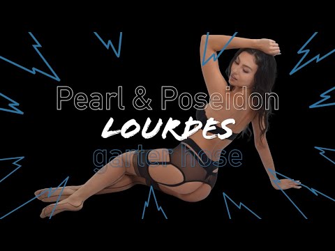 Lourdes - Suspender Stockings See Through Cuban Heel In Wet Look Nylon by Pearl & Poseidon