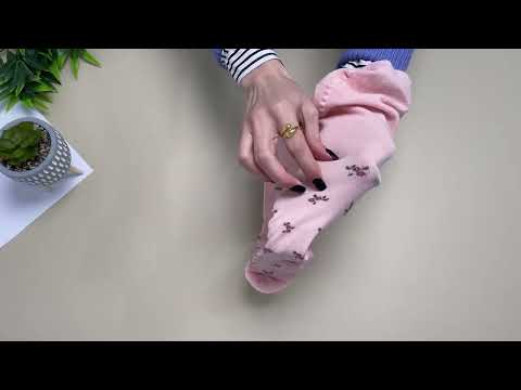 Prezentare ciorapi bumbac roz cu floricele Steven S071-360