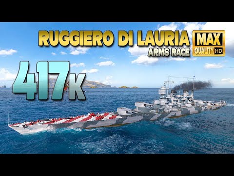 battleship  quot Ruggiero di Lauria quot  with  410k damage   World of Warships