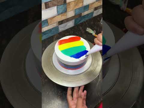 Vannila बाला Rainbow 🌈 Decorating मय काटूँगी #cake #ytviral #cakedesign #cakes #youtube #shorts