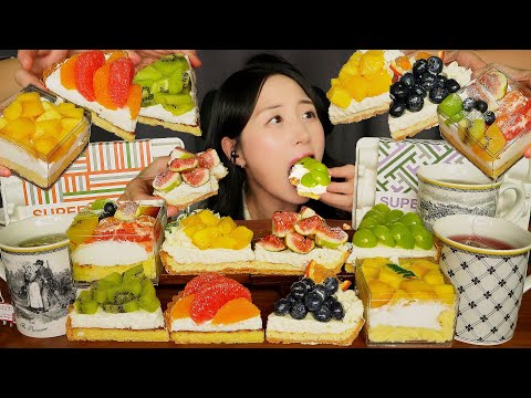 향긋한 꽃차🌺 과즙팡팡 생과일 타르트 & 떠먹는 케이크 먹방 ASMR | EATING SOUNDS FRUIT TART CAKE MUKBANG DESSERT