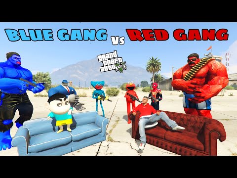 GTA 5 : Franklin Red Gang Vs Shinchan Blue Gang in GTA 5 ! JSS GAMER