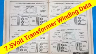 7.5 Volt Transformer Winding Data