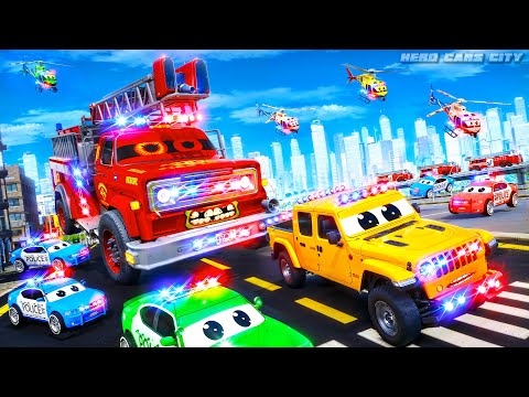 Monster Fire Truck’s 🚒 Rampage! 🔥 Police Cars 🚓 EPIC Rescue to Save City | Hero Cars Episode