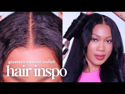 READY TO WEAR GLUELESS LACE WIGS | NATURAL SILK PRESS! Yaki Straight HD Lace 😍 Ashimary Hair