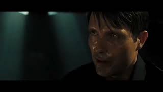 Mads Mikkelsen chatting with Daniel Craig