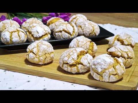 ВОЗДУШНОЕ Печенье Трещинки из Тыквы с Сахарной Корочкой. Простое и Вкусное Тыквенное Печенье.