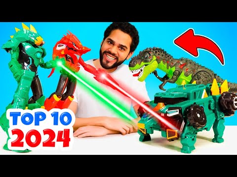 Dinoster Contra o Dinossauro Rex: Batalha de Brinquedos. Vídeo Infantil.