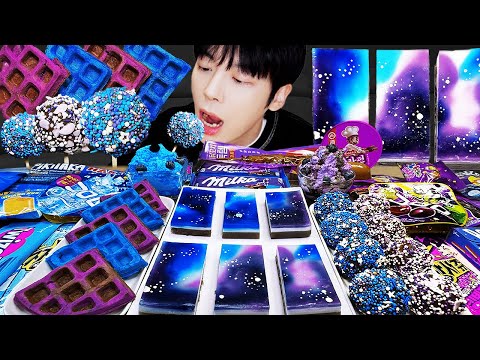 ASMR MUKBANG | 직접 만든 갤럭시 꿀젤리 블루 디저트 아이스크림 먹방 & 레시피 DESSERT GALAXY HONEY JELLY CANDY