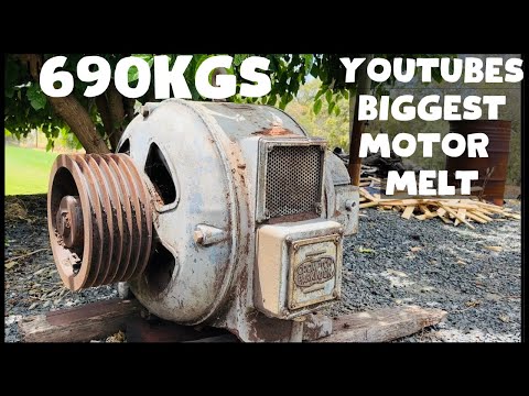 689KG Motor Melt - YouTubes Biggest Motor Melt - Scrapyard Salvage - 75YO Motor - ASMR Metal Melting