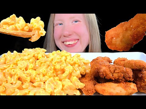 ASMR MAC & CHEESE & CHICKEN NUGGETS MUKBANG EATING SOUNDS