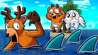Survival Island with BABY DEER FAMILY! (99 Nights Minecraft)