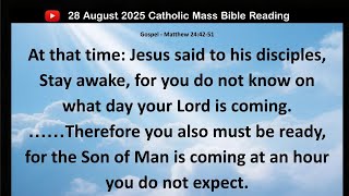 Thursday 28 August 2025 Catholic Mass Bible Reading