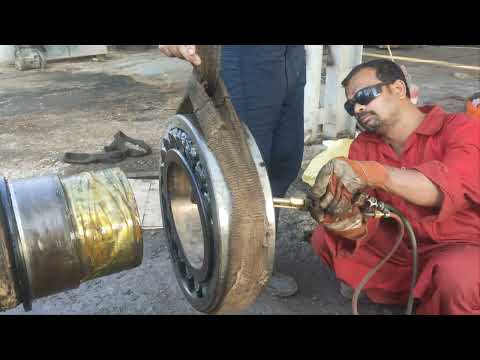 Biggest tight fit bearing installation on cement mill conveyor roller #engineering