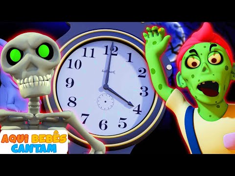 🎶 Halloween Hickory Dickory Dock 🎃⏰ | Rimas de Halloween para crianças | Aqui Bebês Cantam