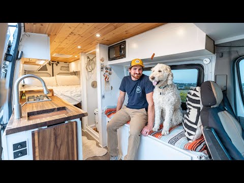 Gorgeous Budget DIY Sprinter Van Build // Shower and Massive LIVE Edge Counter Top!