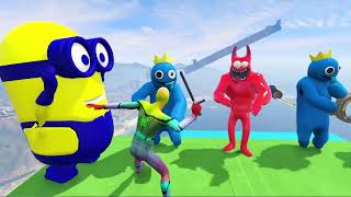 GTA 5 Epic Ragdolls RED SPIDERMAN VS RED MINION VS GREEN MINION (Euphoria Physics & Funny Fails)