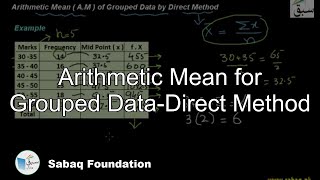 Arithmetic Mean for Grouped Data-Direct Method