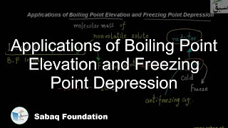 Applications of Boiling Point Elevation and Freezing Point Depression