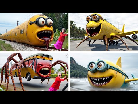 MINION EXE  VS MINION-SHARK VS  BUS HEAD EATER VS MINION INFECTED SKY  - In real life