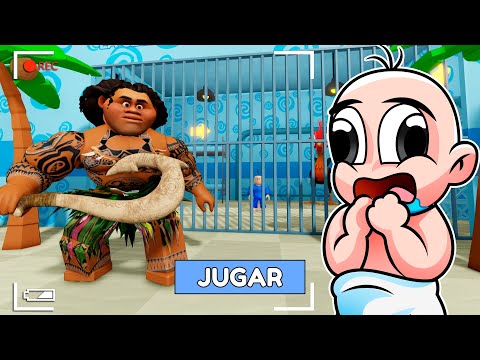 ESCAPA DE LA PRISION DE MAUI 😱 BEBE NOOB ESCAPA MOANA 2 BARRY'S PRISON RUN EN ROBLOX