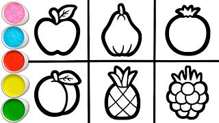 🍏🍑🍐 Let's Draw, Color & Learn Together: 8 Sweet Fruits 🖍️ A Peaceful Art Corner for Kids #438