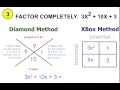 Factoring Trinomials with Diamond and XBox Methods