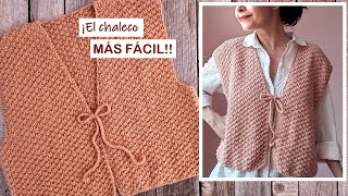 Chaleco abierto SÚPER FÁCIL a dos agujas para mujer ¡IDEAL PARA PRINCIPIANTES!
