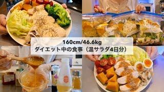 【-14kg達成!🔥】ダイエット中のリアル4日間の食事🍱｜野菜ストックで作るホットサラダ4日分🥗｜ドレッシングレシピ｜Healthy Salad Recipes For Weight Loss