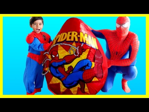 SPIDERMAN GIANT EGG SURPRISE TOYS Spiderman Opening Surprise Toys Spiderman Videos Kids Video
