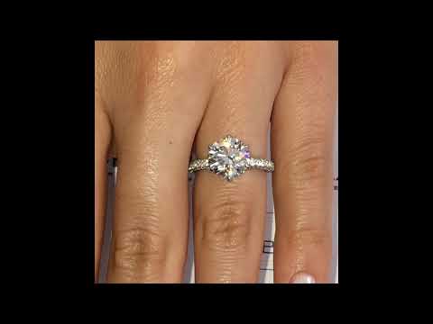 3.35 ct Round Diamond Three Row Band Engagement Ring