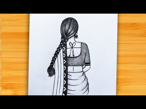 Easy girl backside drawing | Girl drawing step by step | Pencil drawing tutorial | drawing for girls