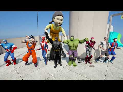 GTA 5 SPIDERMAN Water Slides RAGDOLLS - Hulk, Iron man, Spider-Man, Ronaldo (Euphoria Ragdolls)