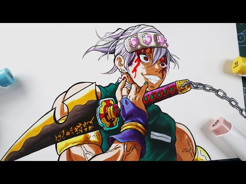 How to Draw Tengen Uzui - Step By Step Tutorial | Demon Slayer