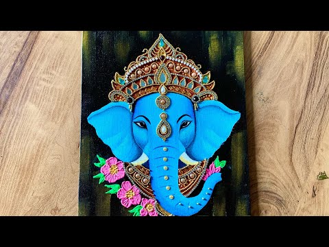 Lord Ganesha Painting for beginners || Ganesha Acrylic Painting/ Ganesha Mirror work Painting