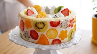 아름다운 과일 젤리 케이크. 이번엔 어떻게 만들었을까요?  🍓🥭🍋🍊🥝 / Beautiful Fruit Jelly Cake