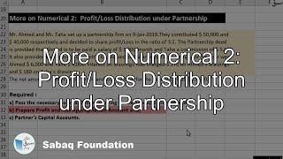 More on Numerical 2: Profit/Loss Distribution under Partnership