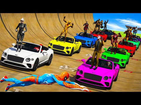 Novos Rampa Homem-Aranha e Amigos Heroes com Carros! New Cars, Jet Ski, Fire Truck and Spiderman GTA