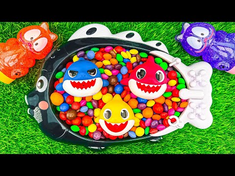 ASMR Satisfying | Glitter Pop It & 3 Shark Glossy with Mixing Candy in Fish Bathtub Cutting #691