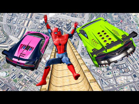 Spiderman Falling from Longest Ramp in GTA 5 - Jumping from Highest in GTA 5 😲 (Spiderman Gameplay)