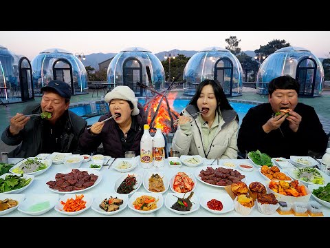 모닥불 피워 놓고 야외에서 즐기는 질 좋은 한우!! 공주 군밤축제! (Charcoal grilled Korean beef) 요리&먹방!! - Mukbang eating show