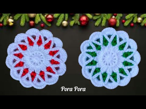 Crochet Christmas Flower I Crochet Christmas Decorations I Crochet Christmas Coasters