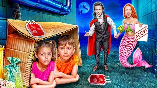 Ik ben geadopteerd door Zeemeermin & Vampier! Glow-up van nerd tot populair!