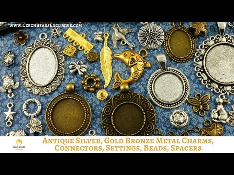 ANTIQUE Silver, Gold Bronze Metal Charms, Connectors,...