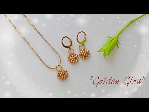 Golden Glow Earrings & Pendant /Seed bead Jewelry making Tutorial Diy 