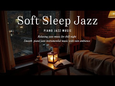 Soft Room Jazz and Peaceful Sleep - Late night by the window rain falling vs slow piano jazz sounds